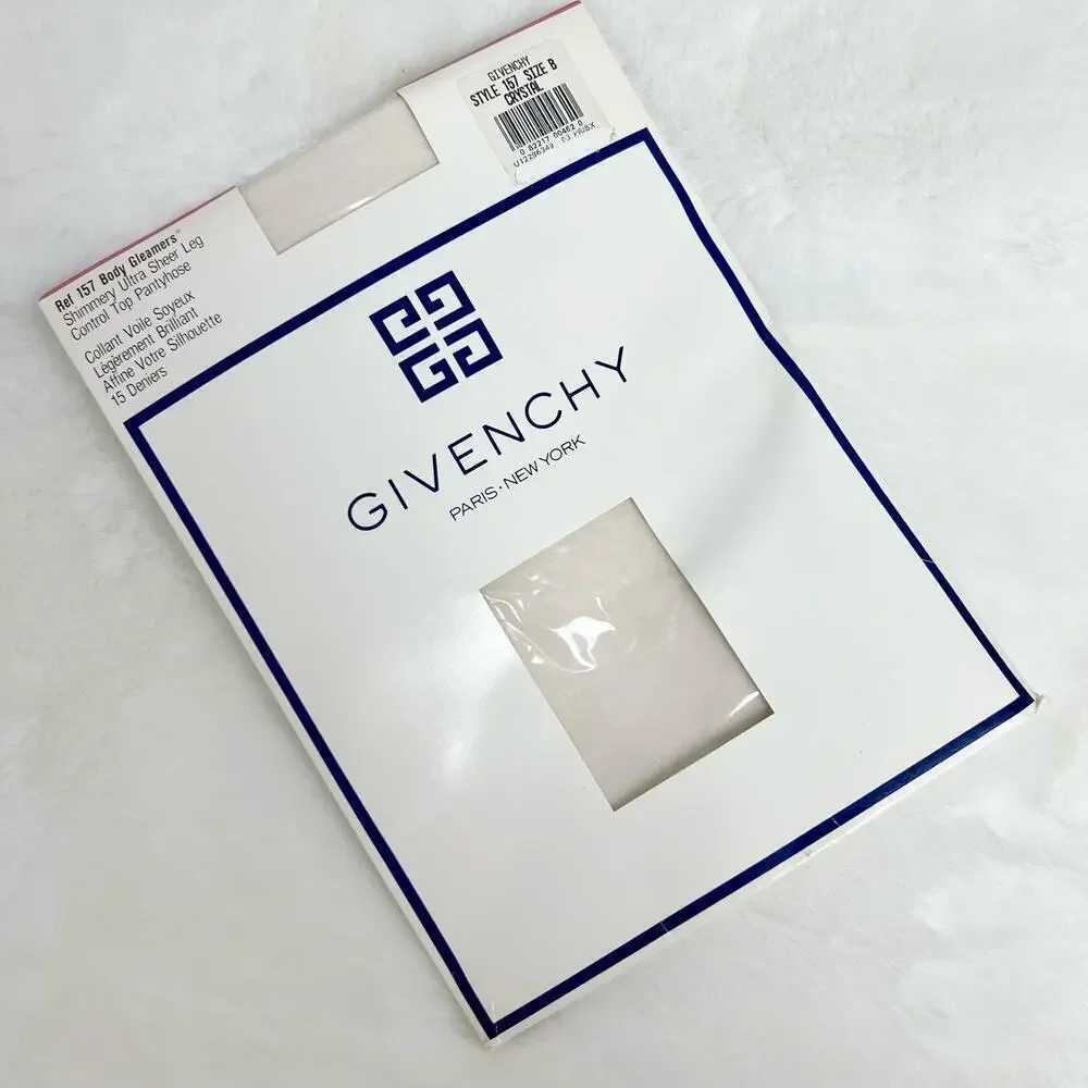 Vintage NEW GIVENCHY White Crystal‎ Shimmery Ultra Sheer Control Top Pantyhose